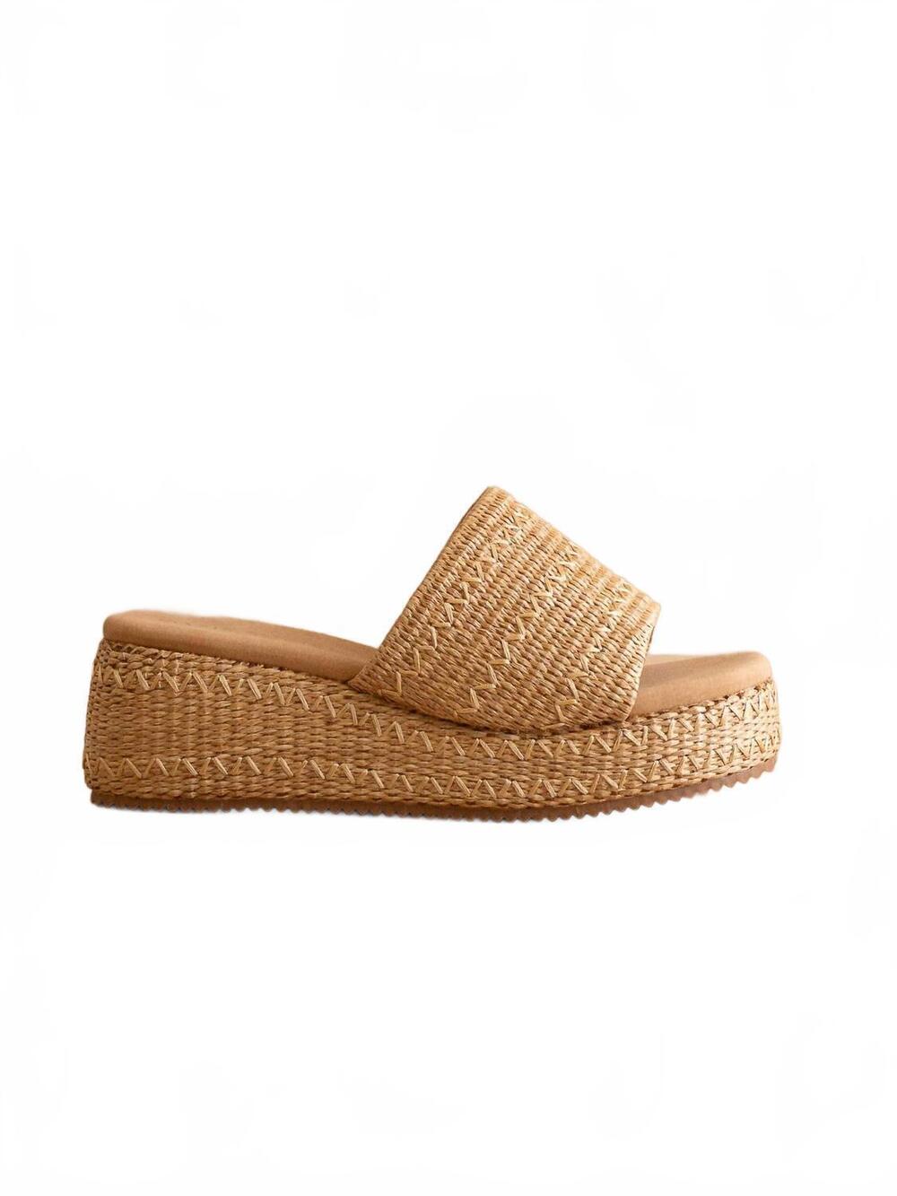 NEW OASIS SOCIETY women's taniya embroidered raffia platform sandal in toffee